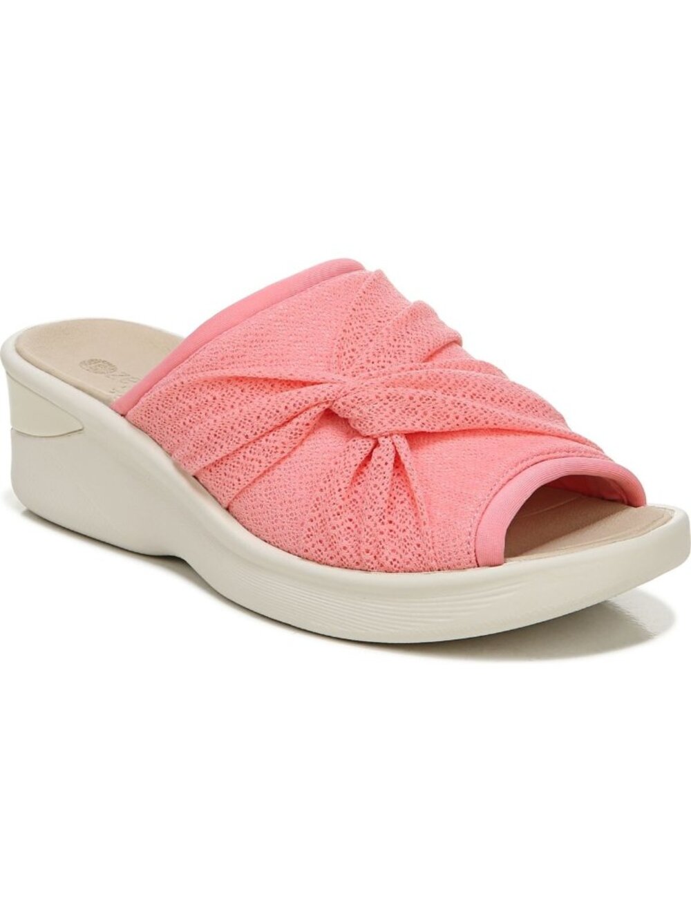 Bzees Womens Smile II Knot Front Slip on Slide Wedge Sandals Pink Size 10M NWB